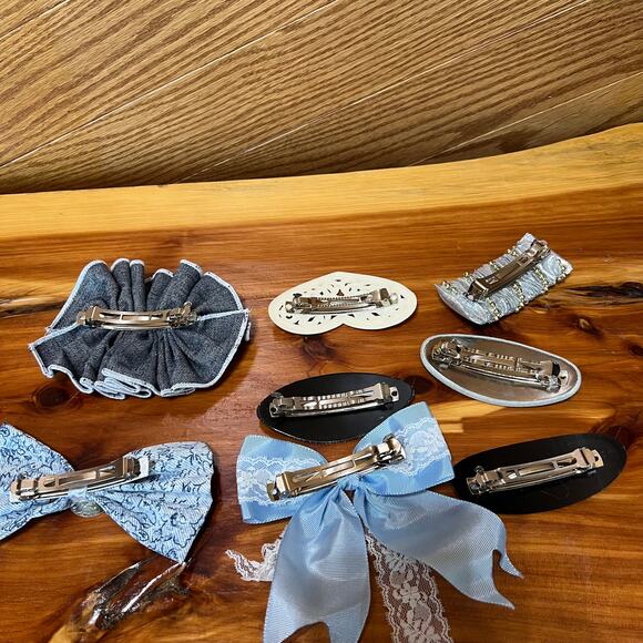 Vintage Lot 1990's Barrettes Hair Clips Big Bows Ruffle Glitter Y2K - Picture 8 of 11